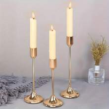 (3 stuks) Metalen kaarsenhouders, bureaudecoraties, rekwisieten voor diners bij kaarslicht, huwelijksjubileum, decoratie voor thuis en hotel, verjaardagscadeau, geschikt voor eettafel, bruiloft, restaurant, feest (kaarsen niet inbegrepen)