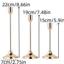 (3 stuks) Metalen kaarsenhouders, bureaudecoraties, rekwisieten voor diners bij kaarslicht, huwelijksjubileum, decoratie voor thuis en hotel, verjaardagscadeau, geschikt voor eettafel, bruiloft, restaurant, feest (kaarsen niet inbegrepen)