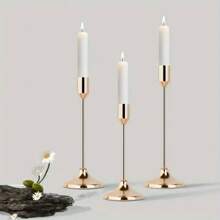 (3 stuks) Metalen kaarsenhouders, bureaudecoraties, rekwisieten voor diners bij kaarslicht, huwelijksjubileum, decoratie voor thuis en hotel, verjaardagscadeau, geschikt voor eettafel, bruiloft, restaurant, feest (kaarsen niet inbegrepen)