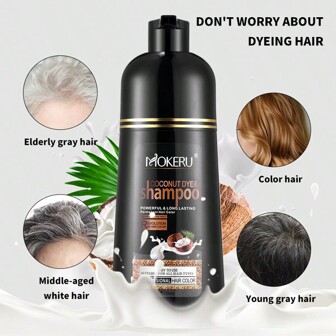 Tinte de cabello de 500ml de aceite de coco, eficaz para cubrir las canas con un efecto suave y no irritante, fácil de usar en casa para crear el color de cabello deseado
