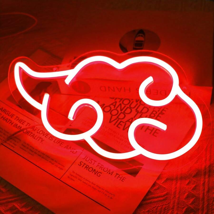 Anime Cloud Neon Sign, LED Red Clouds Neon Signs For Wall Decor - Dimmable Japanese Neon Lights Aesthetic Room Decor For Teen Boys, Gaming Lights For Room Decorations, Birthday, Party(Anime Cloud) - Đỏ - Xem 1