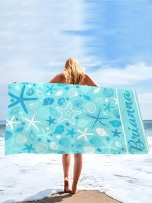 1pc Customized Beach Towel, Quick-Dry Swimming Towel, Comfortable Beach Towel, Fashionable Pool Towel, Customized Text, Starfish, Cute, Fun, Beautiful Yoga Mat, Beach Accessories, Mother's Day, Birthday, Ren's Day, Father's Day, Graduation, Wedding, Housewarming, Bathroom, Living Room, Bedroom, Home, Multi-Functional, Ornamental, Reusable, Breathable, Adorable, High-Quality, Cute, Soft, Custom, Personalized, Unique, Ideal Gifts For Him, Ideal Gifts For Kids, Bathroom, Home Summer Holiday Bathroom DecorTravel Essentials Travel Accessories Beach Essentials