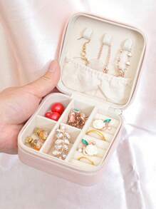 Portagioie portatile, piccolo portagioie, organizer per gioielli semplice per donna, organizer da viaggio, elegante mini scatola contenitore, custodia con cerniera per orecchini da viaggio, accessori da viaggio estivi, vacanza, accessori per il bagno di casa, organizer per il trucco per le vacanze, accessori per il bagno, per il ritorno a scuola