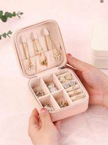 Portagioie portatile, piccolo portagioie, organizer per gioielli semplice per donna, organizer da viaggio, elegante mini scatola contenitore, custodia con cerniera per orecchini da viaggio, accessori da viaggio estivi, vacanza, accessori per il bagno di casa, organizer per il trucco per le vacanze, accessori per il bagno, per il ritorno a scuola