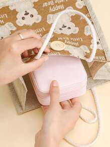 Portagioie portatile, piccolo portagioie, organizer per gioielli semplice per donna, organizer da viaggio, elegante mini scatola contenitore, custodia con cerniera per orecchini da viaggio, accessori da viaggio estivi, vacanza, accessori per il bagno di casa, organizer per il trucco per le vacanze, accessori per il bagno, per il ritorno a scuola