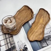 1pc Wooden Tray, Fruit Plate, Dessert Tray, Multipurpose Snack Plate, Decorative Fruit Dish, Food Platter, Coffee Cup Holder, Tea Cup Tray, Cake Plate, Breakfast Tray, Suitable For Home Kitchen, Hotel Restaurant, Cafe Display, Home Decor, Kitchen Decor Christmas Gift