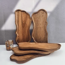 1pc Wooden Tray, Fruit Plate, Dessert Tray, Multipurpose Snack Plate, Decorative Fruit Dish, Food Platter, Coffee Cup Holder, Tea Cup Tray, Cake Plate, Breakfast Tray, Suitable For Home Kitchen, Hotel Restaurant, Cafe Display, Home Decor, Kitchen Decor Christmas Gift