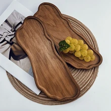 1pc Wooden Tray, Fruit Plate, Dessert Tray, Multipurpose Snack Plate, Decorative Fruit Dish, Food Platter, Coffee Cup Holder, Tea Cup Tray, Cake Plate, Breakfast Tray, Suitable For Home Kitchen, Hotel Restaurant, Cafe Display, Home Decor, Kitchen Decor Christmas Gift