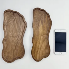 1pc Wooden Tray, Fruit Plate, Dessert Tray, Multipurpose Snack Plate, Decorative Fruit Dish, Food Platter, Coffee Cup Holder, Tea Cup Tray, Cake Plate, Breakfast Tray, Suitable For Home Kitchen, Hotel Restaurant, Cafe Display, Home Decor, Kitchen Decor Christmas Gift