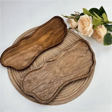 1pc Wooden Tray, Fruit Plate, Dessert Tray, Multipurpose Snack Plate, Decorative Fruit Dish, Food Platter, Coffee Cup Holder, Tea Cup Tray, Cake Plate, Breakfast Tray, Suitable For Home Kitchen, Hotel Restaurant, Cafe Display, Home Decor, Kitchen Decor Christmas Gift