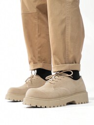 Chaussures Oxford vintage à bout rond avec semelle épaisse pour hommes, chaussures de soirée style britannique à lacets pour mariage, chaussures mode et durables pour usage décontracté