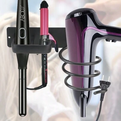 Hair Dryer Holder Rack Organizer Hair Straightener Holder Storage Rack Bathroom Shelf Storage Accessories Wall Mounted
