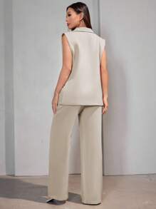 Casual Suit Vest Set Women - Màu be - Xem 2