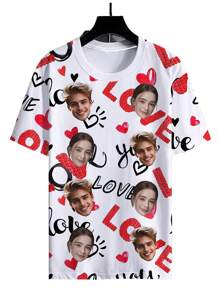 Personalized 3D Printed Love Shirt For Valentine's Day, Customizable With Family/Couple/Pet Photos, Custom Clothing