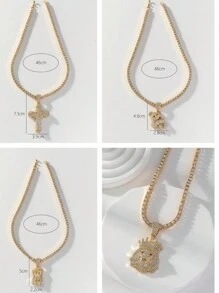 1 st. Stijlvolle Bling Bling Kristallen Hanger Ketting, Geschikt voor Zowel Mannen Als Vrouwen, Geweldig Voor Dagelijks Gebruik Of Cadeau