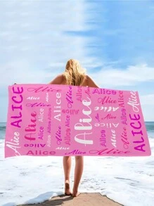 1pc Customized Beach Towel, Quick-Dry Swim Towel, Comfortable Beach Towel, Fashionable Pool Towel, Customized Name, Cute, Fun, Beautiful Yoga Mat, Beach Accessories, Must-Have For Mother's Day, Birthday, Children's Day, Father's Day, Graduation, Wedding, Housewarming, Bathroom, Living Room, Bedroom, Home Summer Holiday Bathroom Decor Travel Essentials Travel Accessories Beach Essentials,Multi-Functional,Durable,Ornamental,Reusable,Exquisite,Stylish,High-Quality,Colorful,Modern,Custom,Personalized,Unique,Ideal Gifts For Him,Ideal Gifts For Her,Boyfriend,Dad,Girlfriend,Mom,Family,Friends,Tea Room,Home,Garden,Office,For Anniversaries,For Valentine's Day,For Mother's Day,For Birthdays,For Father's Day,For Graduation,For Weddings,For Housewarming