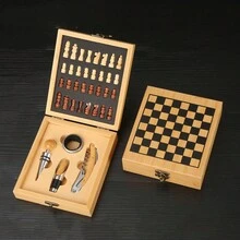 一套竹木盒组合式开瓶器礼盒，高级葡萄酒开瓶器套装，葡萄酒配件工具套装，棋盘造型开瓶器礼盒，圣诞礼物 - 彩色 - 查看 25