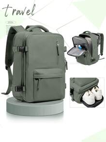 Ba lô du lịch chống nước cho laptop 15.6 inch, dây đeo vai có thể điều chỉnh, đạt tiêu chuẩn hành lý xách tay, đa năng cho chuyến đi cuối tuần, qua đêm, hành lý, đi học, đi làm, đi lại, hoạt động ngoài trời, leo núi, cắm trại, mẫu ngẫu nhiên (mới hoặc cũ). - xanh quân đội - Xem 5