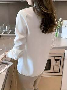 Plus Size Women Solid Color Long Sleeve Elegant Business/Formal Shirt