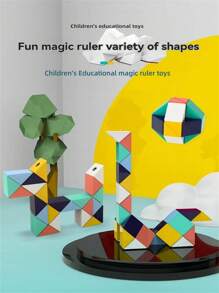 3D Magic Ruler Puzzle Toys, Twist Cube Transforming Puzzle Educational Sensory Toys, STEAM Montessori Foldable Magic Ruler, Children Gift For Boys & Girls - Multicolor - View 12