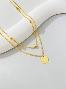 ESBERRY 1 件时尚简约双层链条蝴蝶设计项链女士年会派对度假装饰配件 - 金色 - 查看 3