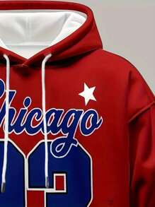 Men Letter Print Drop Shoulder Hoodie Sweatshirt - Multicolor - View 5