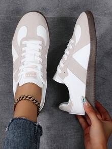 German Training Sports Shoes, Women's Casual Canvas Flat Sneakers, Lightweight Outdoor Women Athletic Shoes For Commuting - Brown - View 4