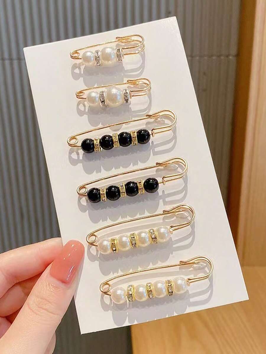 6 piezas de broches de perlas falsas, adecuados para ropa de mujer y niña, vestidos, cárdigans, pantalones, faldas, accesorios para vestir, pines para ropa, encantos de bolso, escuela