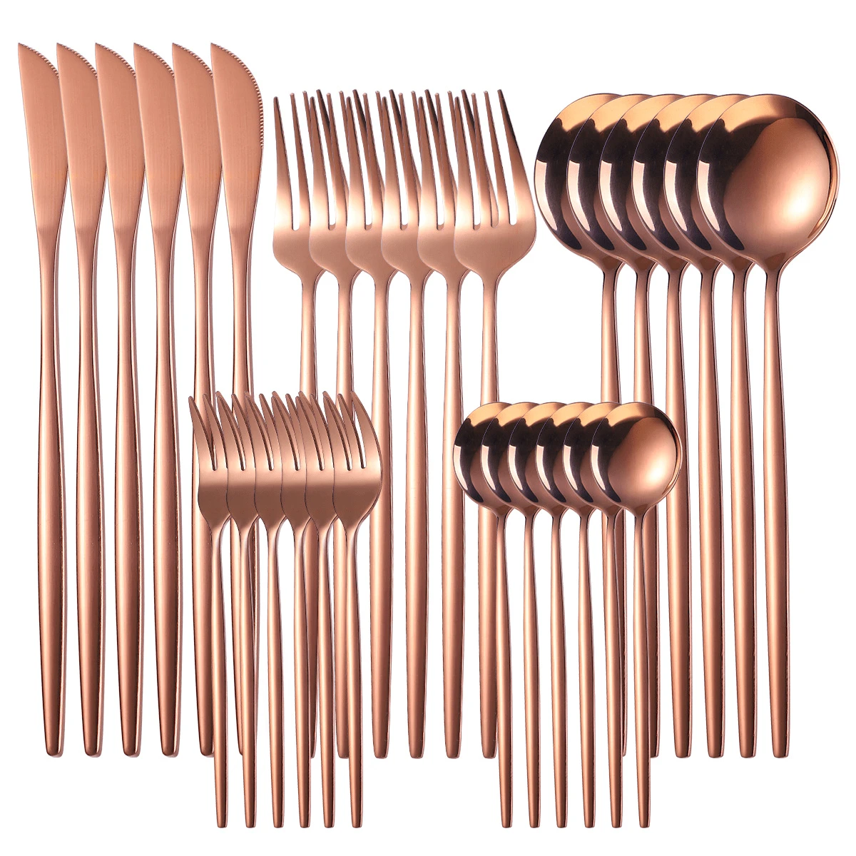 Christmas 30pcs Rose Gold Stainless Steel Flatware Cutlery Set Home Decor New Year Gift