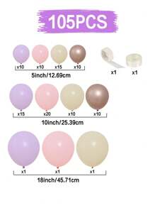 105/135pcs Purple Pink Rose Gold Balloon Set & Balloon Accessories, 2025 New Year Decoration Balloon, Birthday Background Decoration Balloon, Wedding Party Background Decoration Supplies Confetti Balloon Set, Balloon Arch Kit, Party Favor, Birthday Gift Balloon Garland