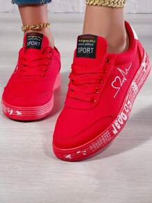 Women's Fashionable Low-Top Casual Sneakers, Solid Color Skate Shoes For Outdoor Leisure Walking