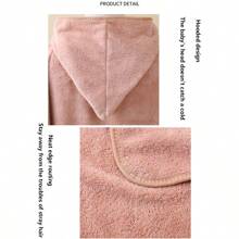 1pc Ins Embroidered Bear Baby Coral Fleece Hooded Cloak Children Bathrobe, Infant Absorbent Towel, 1-4 Years Old - Multicolor - View 5