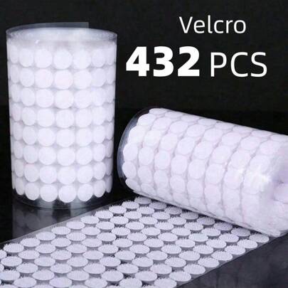 432/216pcs(216/108 Pairs) Adhesive Hook-And-Loop Double-Sided Hook & Loop Fasteners, Suitable For School, Classroom, Kindergarten, Office, Home, Transparent Adhesive Backing, Back To School Supplies