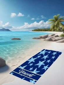1pc Customized Quick-Dry Beach Towel, Comfortable Sand Beach Towel, Fashionable Pool Towel With Starfish, Cute, Fun, And Lovely Design, Ideal Yoga Mat, Beach Accessories, Perfect Gift For Mother's Day, Birthday, Ren's Day, Father's Day, Graduation, Wedding, House Warming, For Bathroom, Living Room, Bedroom, Home Summer Holiday Bathroom Decor Travel Essentials Travel Accessories Beach Essentials