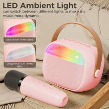 K Id Mini Karaoke Machine Portable Karaoke Speaker With 2 Wireless Microphones UK - Multicolor - View 7