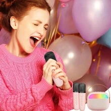 K Id Mini Karaoke Machine Portable Karaoke Speaker With 2 Wireless Microphones UK - Multicolor - View 3