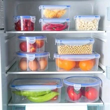 Cajas de almacenamiento de alimentos rectangulares con tapas selladas, contenedores organizadores de refrigerador, cajas de almuerzo