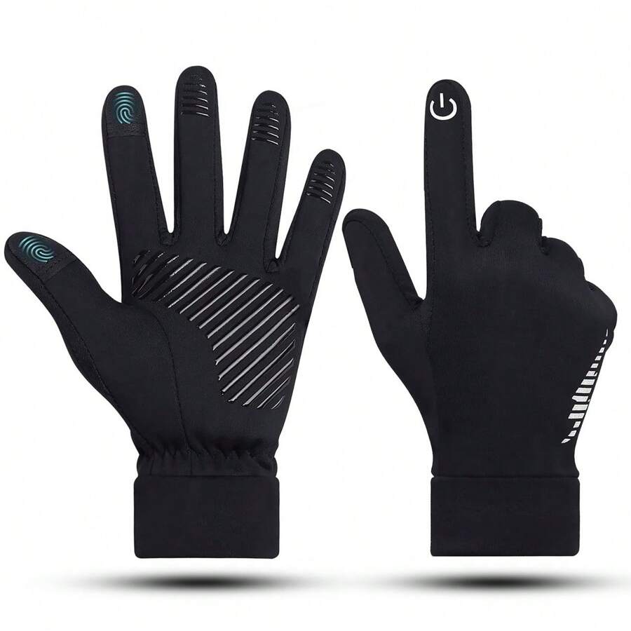 WIN.MAX Unisex Winter Ski Gloves, Warm Touchscreen Compatible, Suitable For Running, Cycling, Hiking, Driving, Walking, Typing, Cold Storage Work, Sports, Football, Shooting, Gaming And More Occasions. - Black - View 1