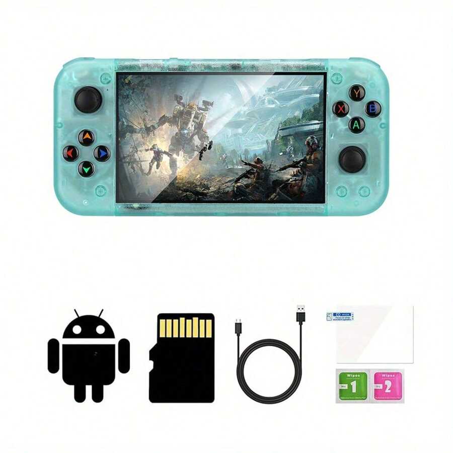 Upgrade RG50XX Handheld Game Console, 3.5-Inch IPS Screen Linux System With 64G TF Card, Support HD HDTV Output. Green/Black - Green - View 1