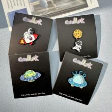 4件套宇航员/航天器金属胸针，创意卡通太空主题别针，可别在衣服、包包上，可爱日式装饰配件，适用于服装、包包、背包等，适合学校、Kpop、教师用品、办公用品、衬衫、外套等，是圣诞节、万圣节、秋冬季的理想配饰。适合青少年、青年、男士，休闲、户外、运动、度假、毕业礼物、生日礼物、日常佩戴，趣味教师礼物、男士礼物、包包别针。 - 彩色 - 查看 10