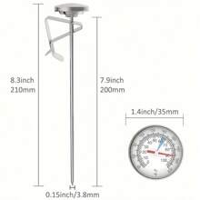 1 Stück Edelstahl Kaffee Thermometer, Küchen Milch Stifttyp mit Clips, präzises Thermometer, herausziehbare Blumennadel für handgebrühten Kaffee