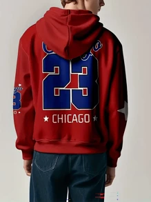 Men Letter Print Drop Shoulder Hoodie Sweatshirt - Multicolor - View 2