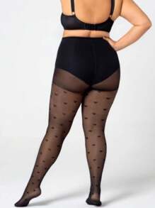 1 quần bó họa tiết trái tim cỡ lớn dành cho nữ, thích hợp mặc ngoài trời - màu đen - Xem 2