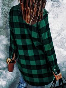 Flannel For Women 2024 Fall Fashion Long Sleeve Plaid Button Down Shirts Shacket Blouse Top With Pockets