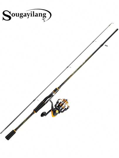 SOUGAYILANG 1Pc Spinning Fishing Rod And Reel Combo 1.8M Ultralight High Carbon Rod With Anti-Rust Guide Ring And EVA Handle, 13+1BB 5.5:1 Gear Ratio Reel, High Quallity Fishing Set For Anglers