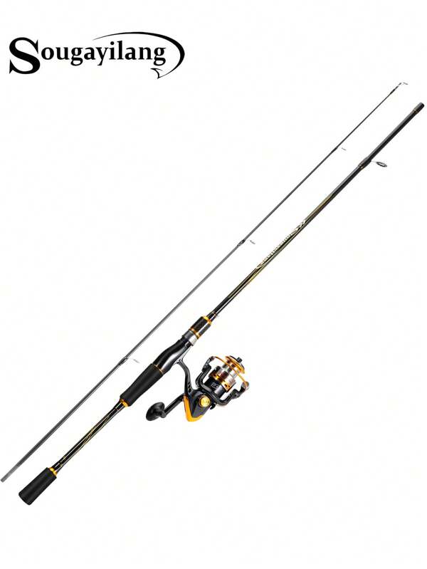 SOUGAYILANG 1 pièce Combo de canne à pêche et moulinet pivotant 1,8 m Ultraléger Tige en carbone haute résistance avec anneau anti-rouille et poignée en EVA, Moulinet 13+1 roulements à billes avec rapport d'engrenage 5,5:1, Set de pêche de haute qualité pour les pêcheurs