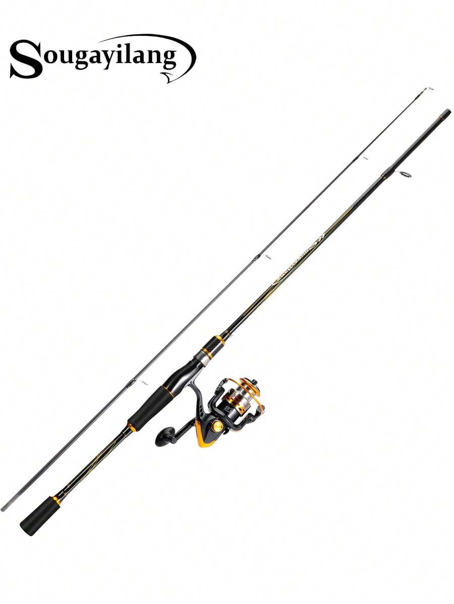 SOUGAYILANG 1Pc Spinning Fishing Rod And Reel Combo 1.8M Ultralight High Carbon Rod With Anti-Rust Guide Ring And EVA Handle, 13+1BB 5.5:1 Gear Ratio Reel, High Quallity Fishing Set For Anglers - Black - View 1