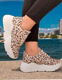 TENIS CASUALES LEOPARDO PARA DAMA PLATAFORMA NUDE - Marrón Mocha - Ver 3