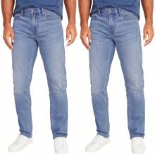 2-Pack Men's Flex Stretch Slim Straight Jeans - 淺藍色x2 - 查看 1
