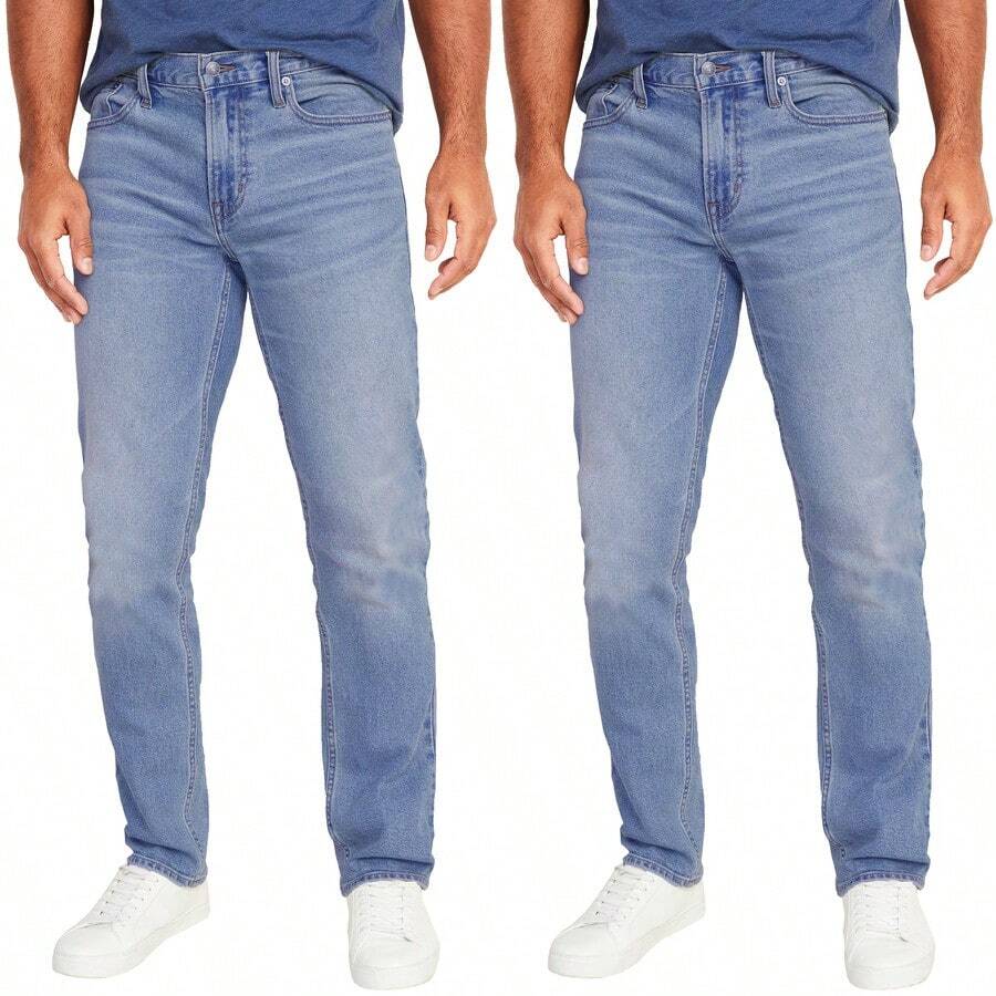 2-Pack Men's Flex Stretch Slim Straight Jeans - 淺藍色x2 - 查看 1